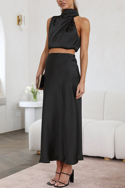 Sheila - Luxe Two-Piece Midi Dress Chic Versatility with a Modern Edge