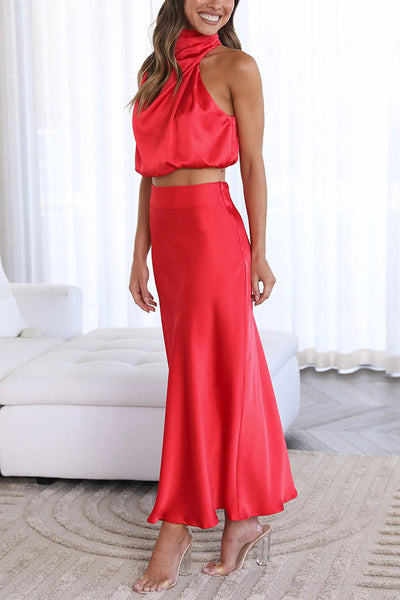 Sheila - Luxe Two-Piece Midi Dress Chic Versatility with a Modern Edge