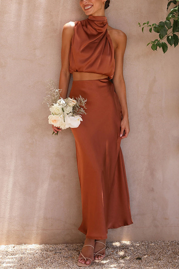 Sheila - Luxe Two-Piece Midi Dress Chic Versatility with a Modern Edge