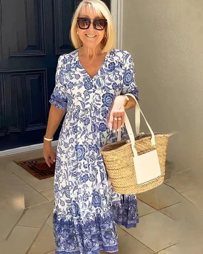 ALEXIS - Elegant Floral Dress with V-Neck