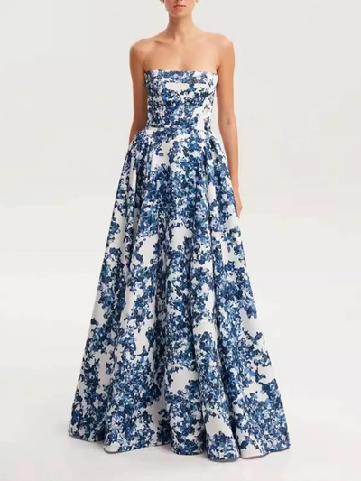 Cassandra - Strapless Floral Gown