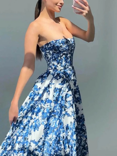 Cassandra - Strapless Floral Gown