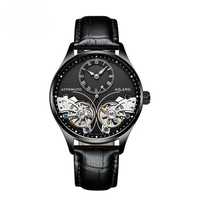 Mechanical watch with double tourbillon and luminous display