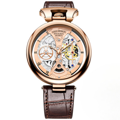 Fashionable men's watch with flat case