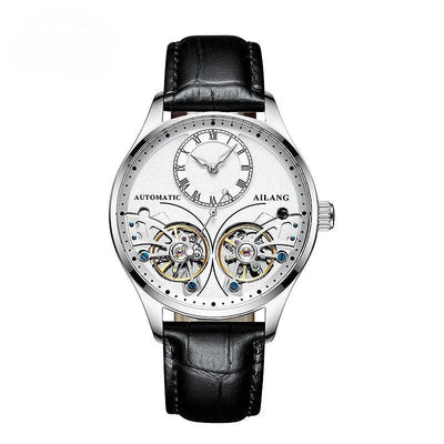 Mechanical watch with double tourbillon and luminous display