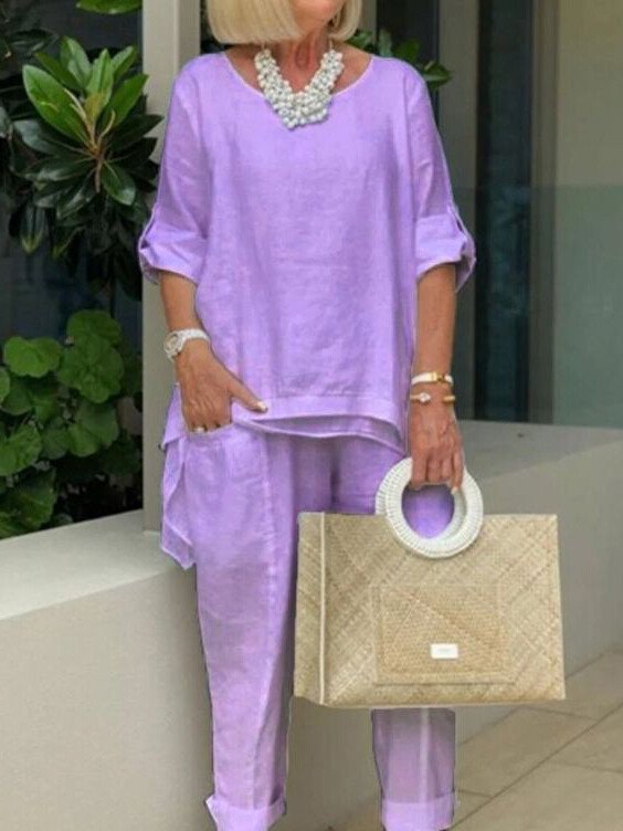 Carla - Round Neck 2 Piece Casual Suit