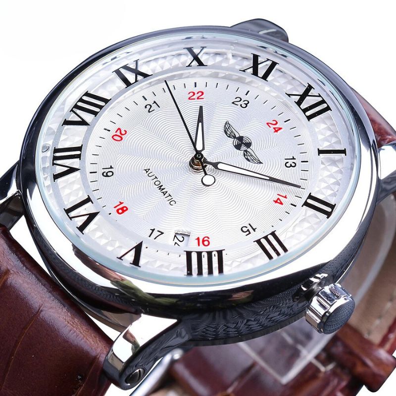 Fashionable luxury fully automatic leather wristwatch