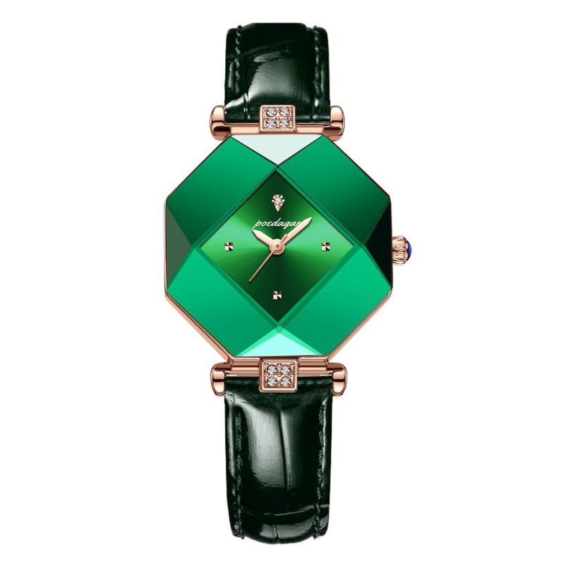 luxury green diamond quartz watch