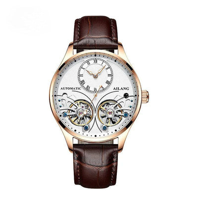 Mechanical watch with double tourbillon and luminous display