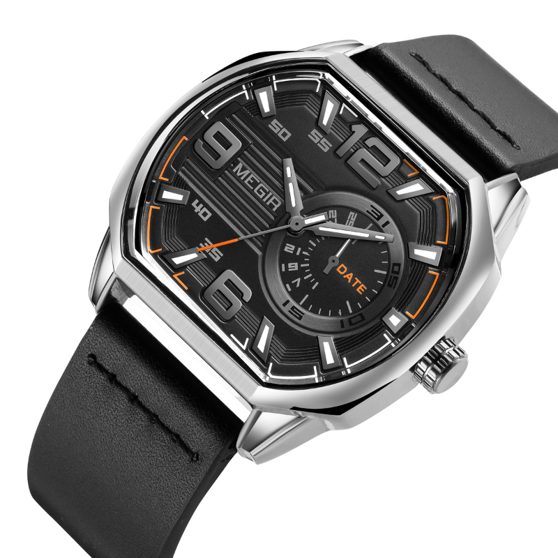 premium leather sports watch