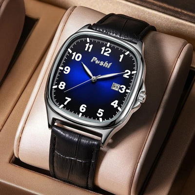 Fashionable quartz watch with leather strap