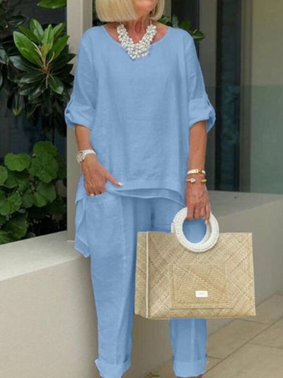 Carla - Round Neck 2 Piece Casual Suit