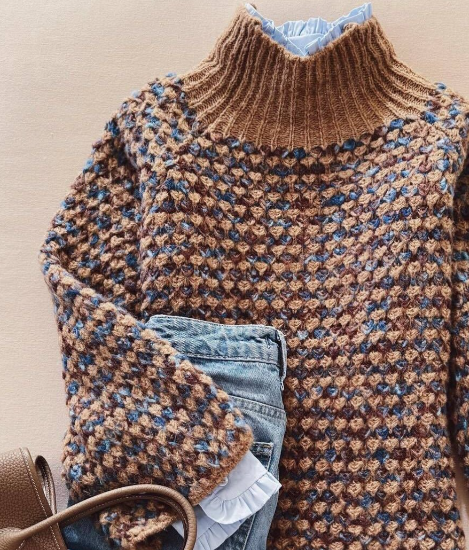 Sophie – Special Mock Neck Tan Sweater