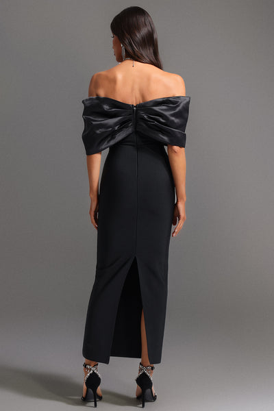 Emma Off-the-Shoulder Diamond Maxi Dress