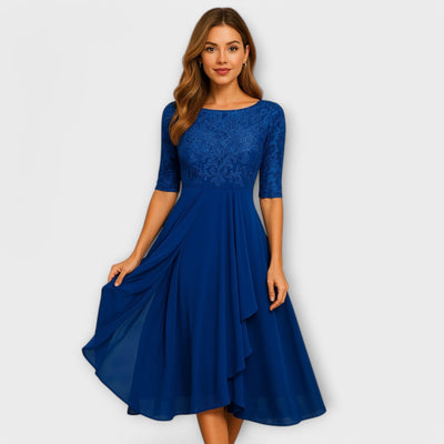 Ella- Midi Dress With Lace Sleeve
