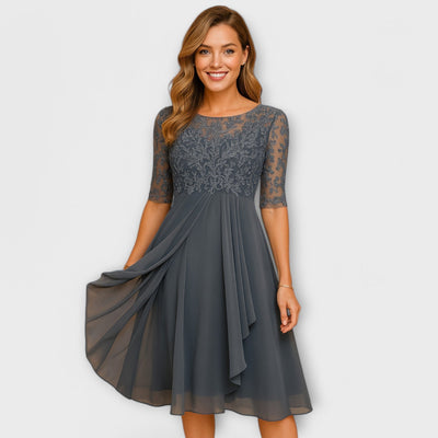 Ella- Midi Dress With Lace Sleeve