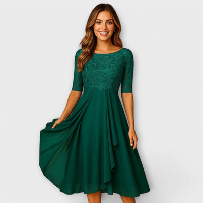Ella- Midi Dress With Lace Sleeve