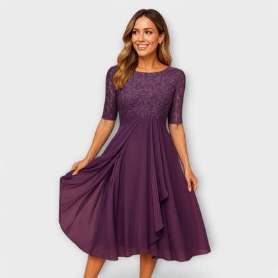 Ella- Midi Dress With Lace Sleeve
