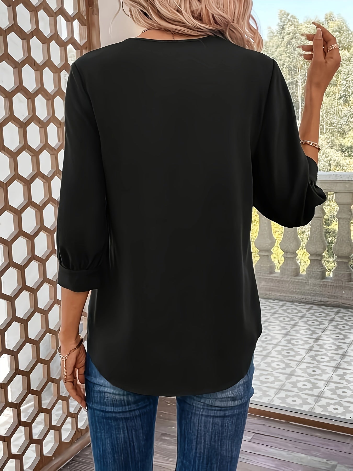 Clara™ - Minimalist V-Neck Lapel Blouse