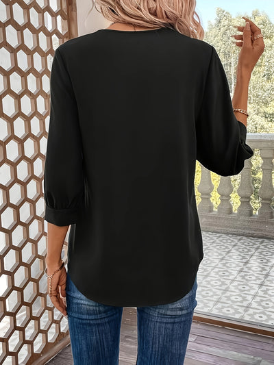 Clara™ - Minimalist V-Neck Lapel Blouse