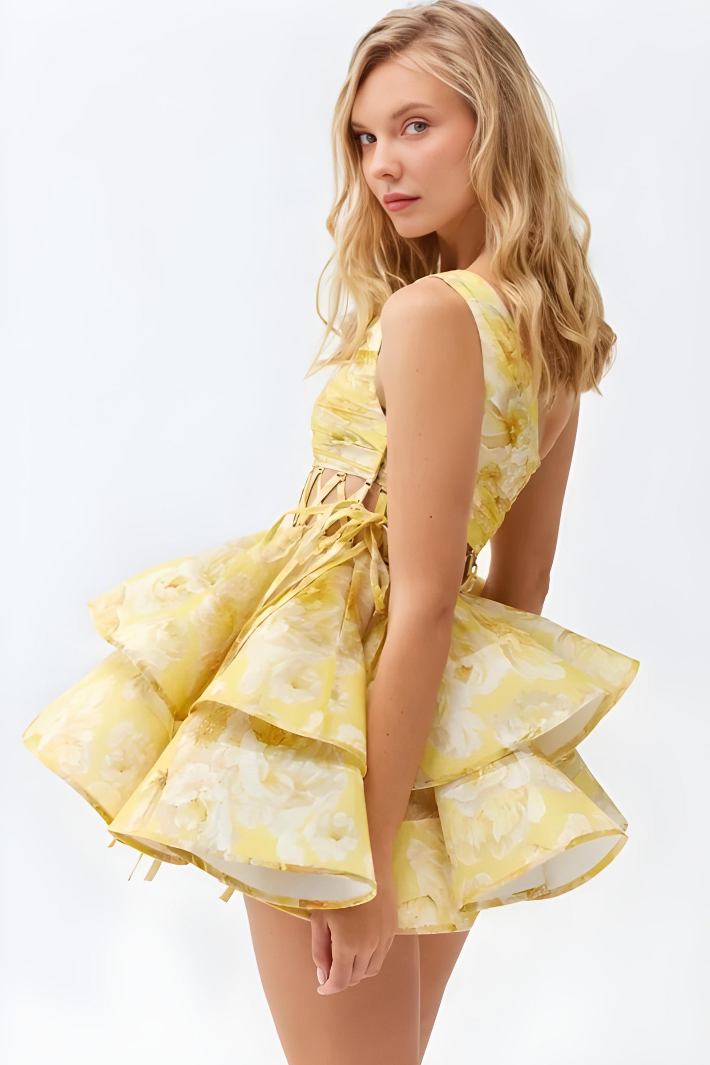 Kiara – Romantic Floral Asymmetrical Mini Dress