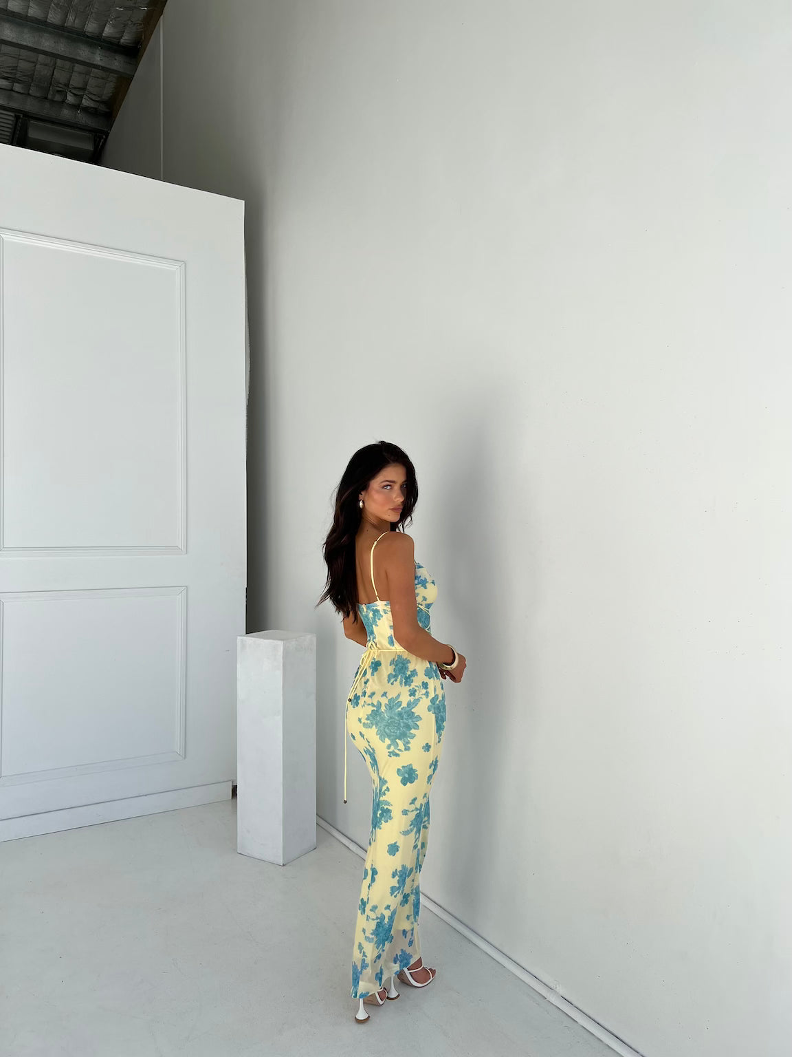 Ariane - Elegant Draped Floral Maxi Dress Grace in Bloom