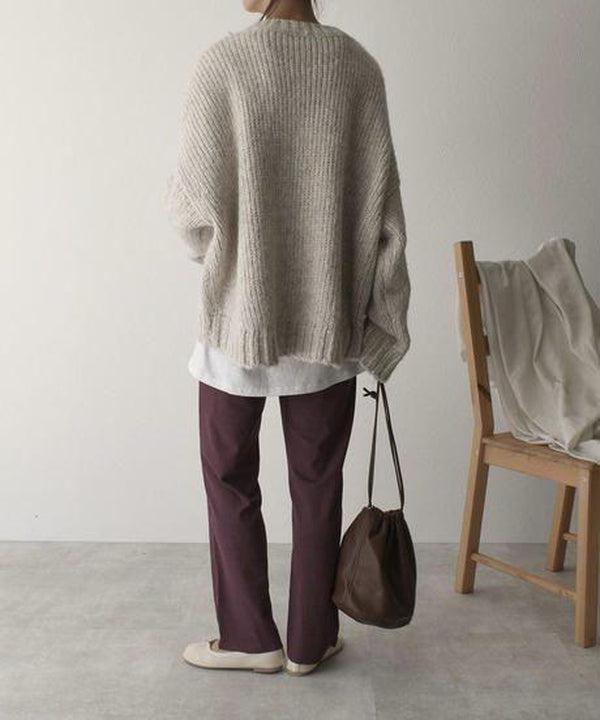 Oversized Beige Pocket Front Sweater