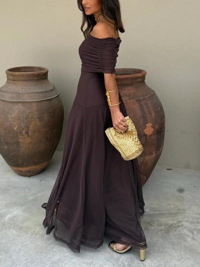 Sophia One Shoulder Mesh Maxi Dress