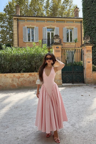 Janelle - Classic Plaid Midi Dress Timeless Style Meets Modern Comfort