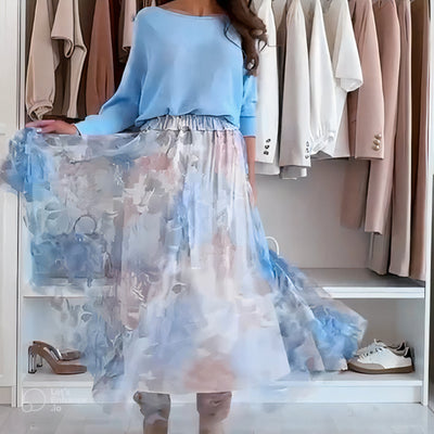 Emma's Blue Set: Bow-Back Top & Tulle Skirt
