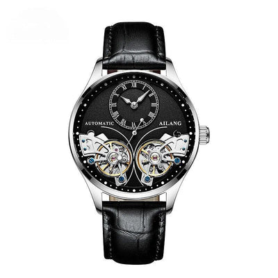 Mechanical watch with double tourbillon and luminous display