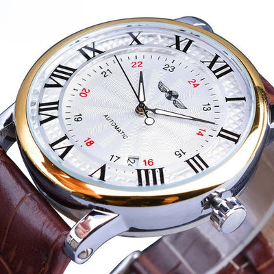 Fashionable luxury fully automatic leather wristwatch