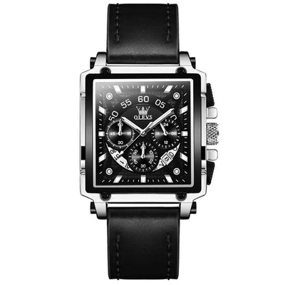 Fashionable chronograph watch with square dial