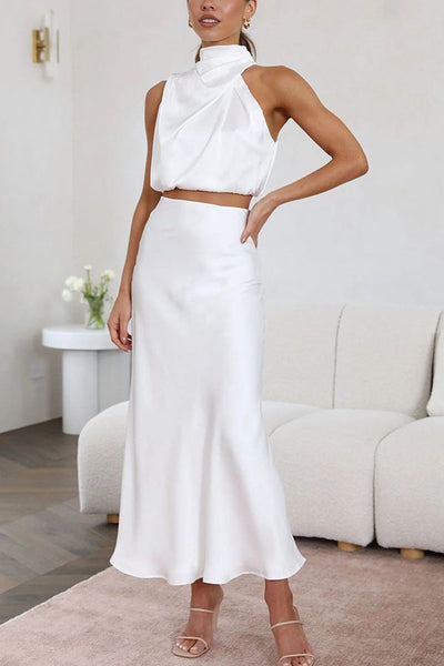 Sheila - Luxe Two-Piece Midi Dress Chic Versatility with a Modern Edge