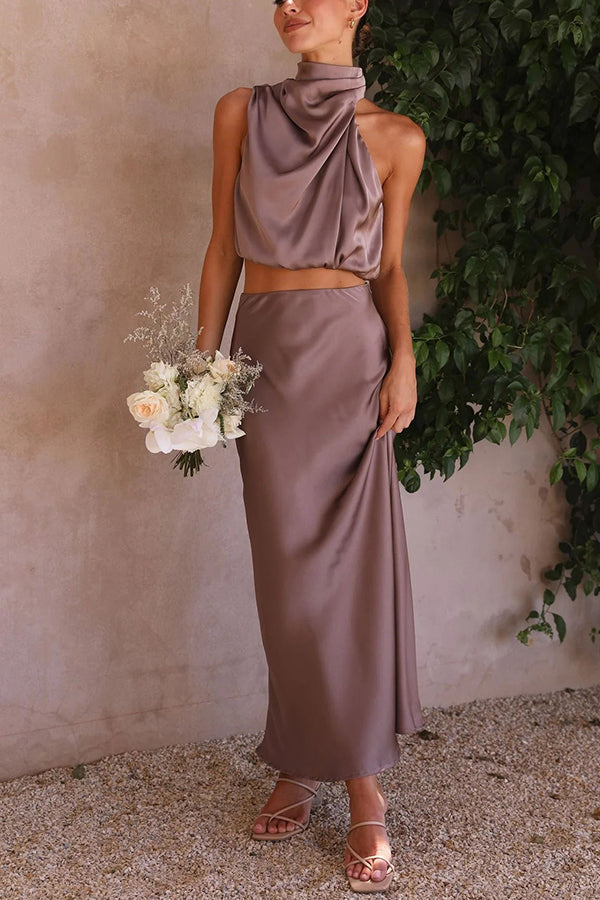 Sheila - Luxe Two-Piece Midi Dress Chic Versatility with a Modern Edge