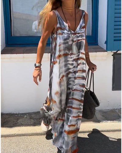 Riya– Sleeveless tie-dye print dress