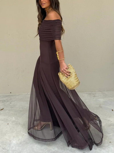Sophia One Shoulder Mesh Maxi Dress