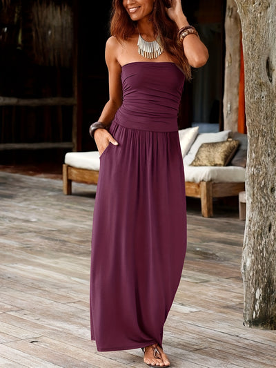 Rose Bandeau Maxi Dress – Bold Florals, Effortless Elegance