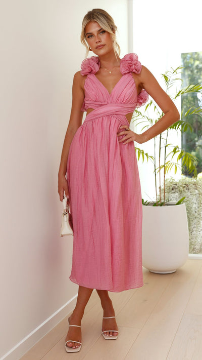 Marina - Flowing Ruffled Midi Dress Soft Movement, Effortless Beauty
