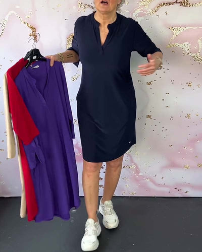 Honey™ - Plain dress with V-neck