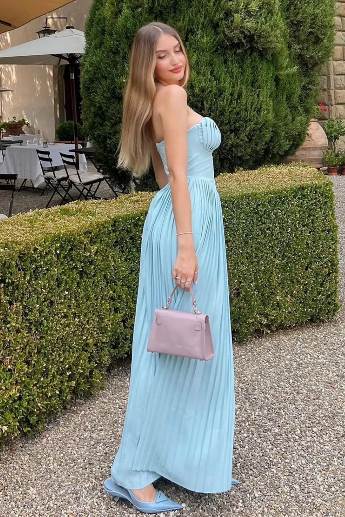 Aurora – Pleated Strapless Maxi Dress