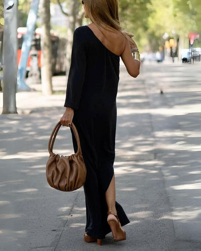 LUNA | SIDE-TO-SIDE ONE-SHOULDER STATEMENT MAXI DRESS