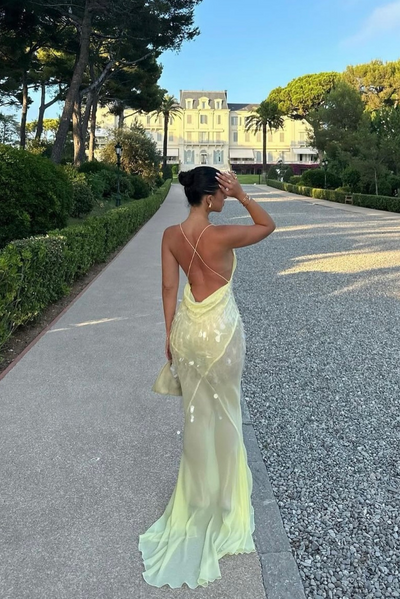 Samantha - Deep V Sleeveless Evening Maxi Dress Dramatic Elegance with a Bold Edge