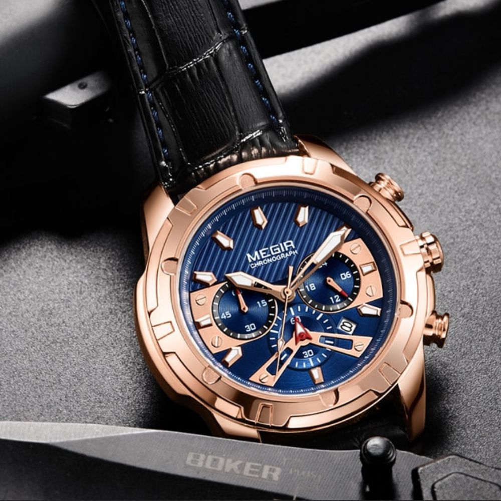 Luxurious sports watch with chronograph function