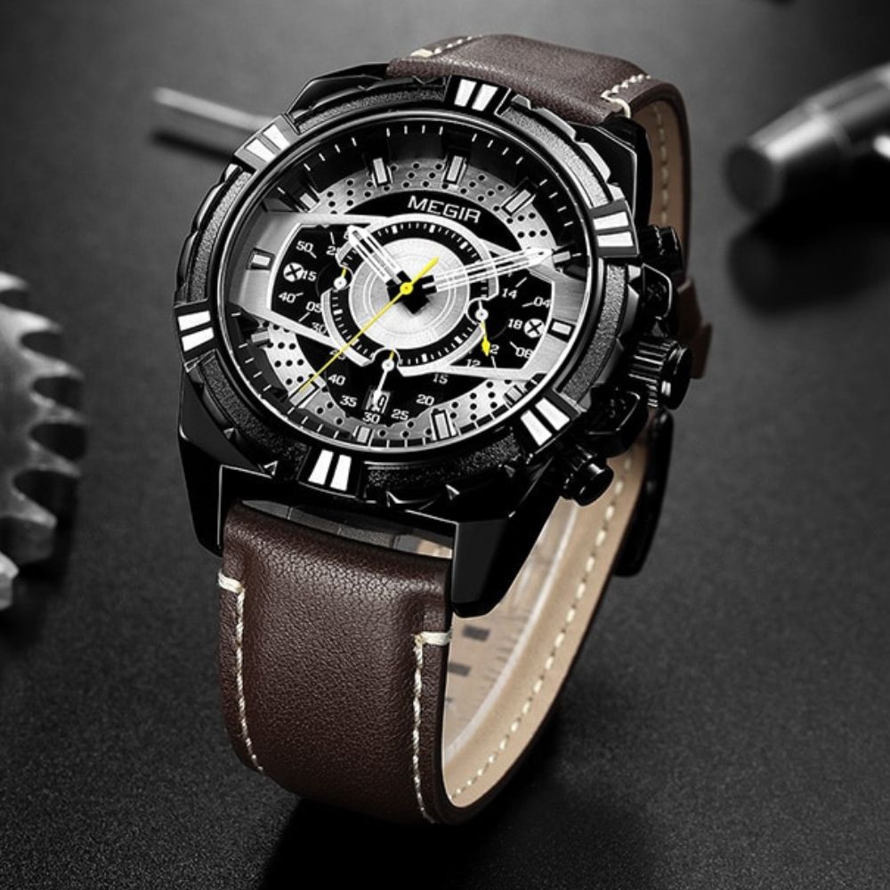 Luxury Quartz Chronograph Military Sport Leather Watch