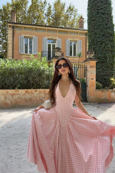 Janelle - Classic Plaid Midi Dress Timeless Style Meets Modern Comfort