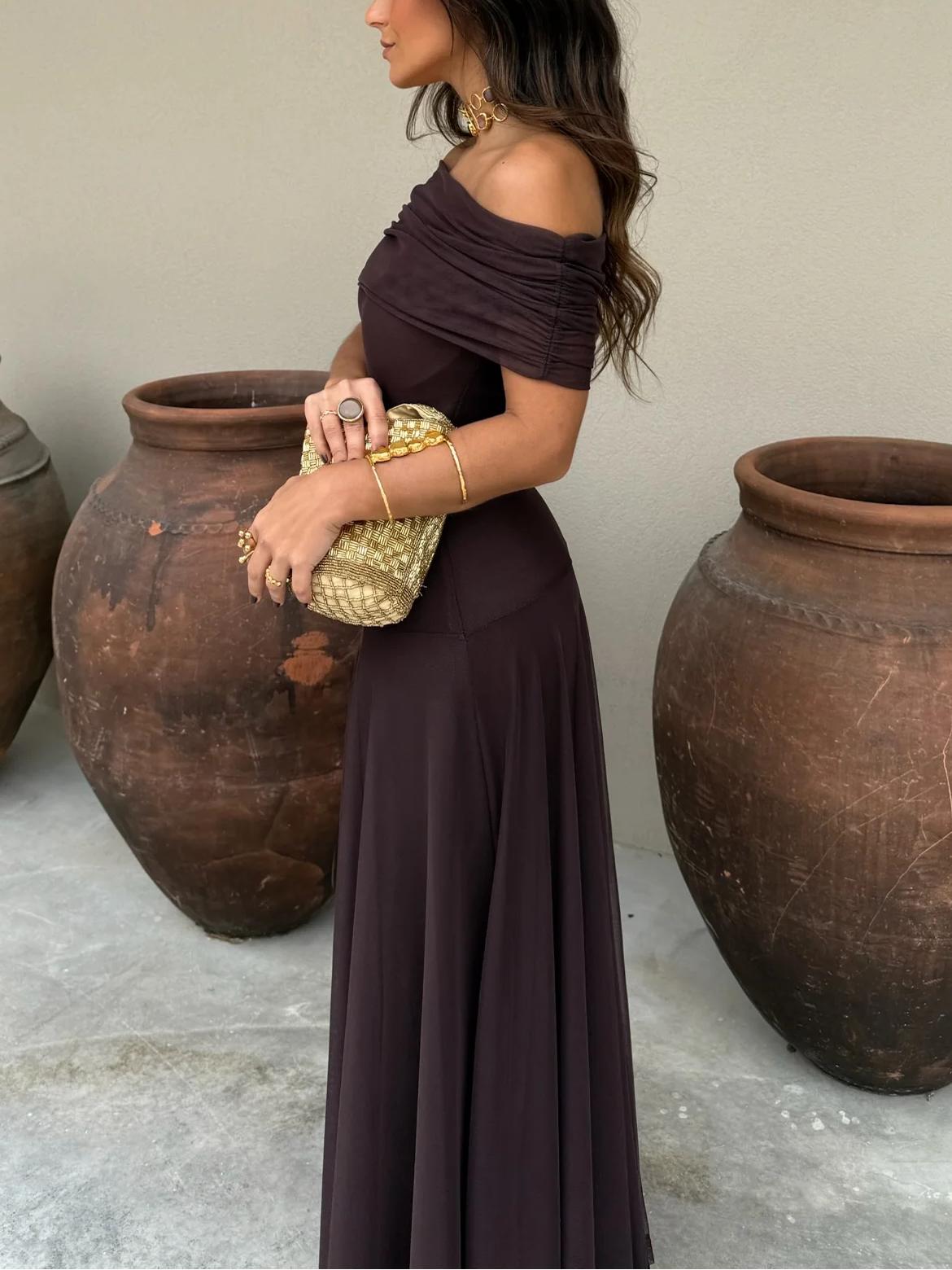 Sophia One Shoulder Mesh Maxi Dress