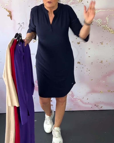 Honey™ - Plain dress with V-neck