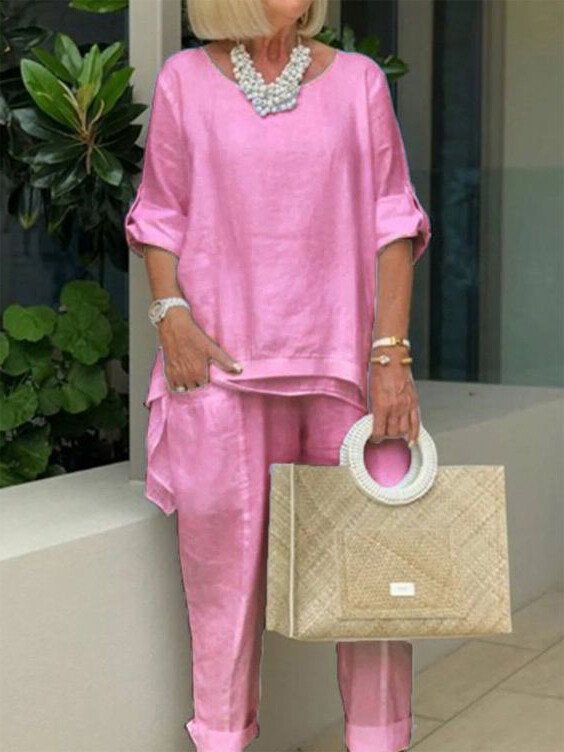 Carla - Round Neck 2 Piece Casual Suit