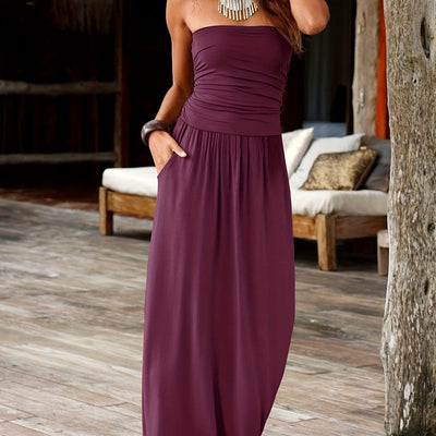 Rose Bandeau Maxi Dress – Bold Florals, Effortless Elegance